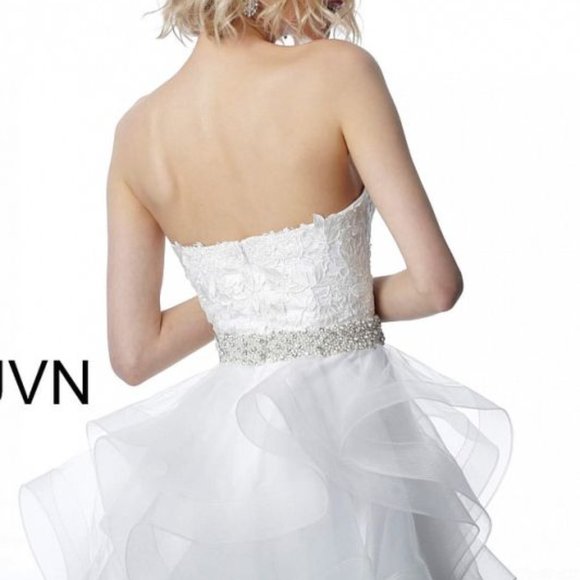 NWT - Jovani JVN3099 Embroidered Tiered Strapless Cocktail Dress - Picture 2 of 2